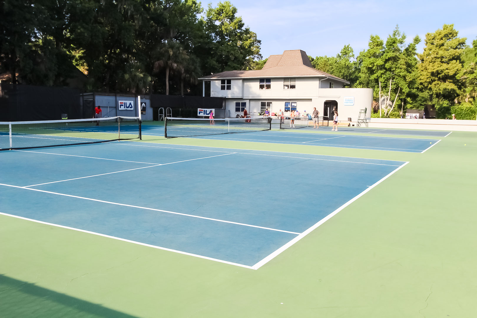 An outdoor tennis court at VRI's Players Club Resort in Hilton Head Island, South Carolina.